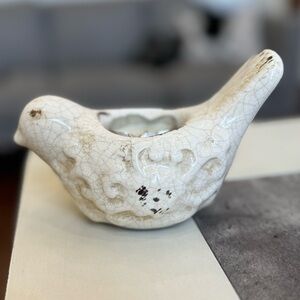 White Ceramic Bird Tea Light Holder